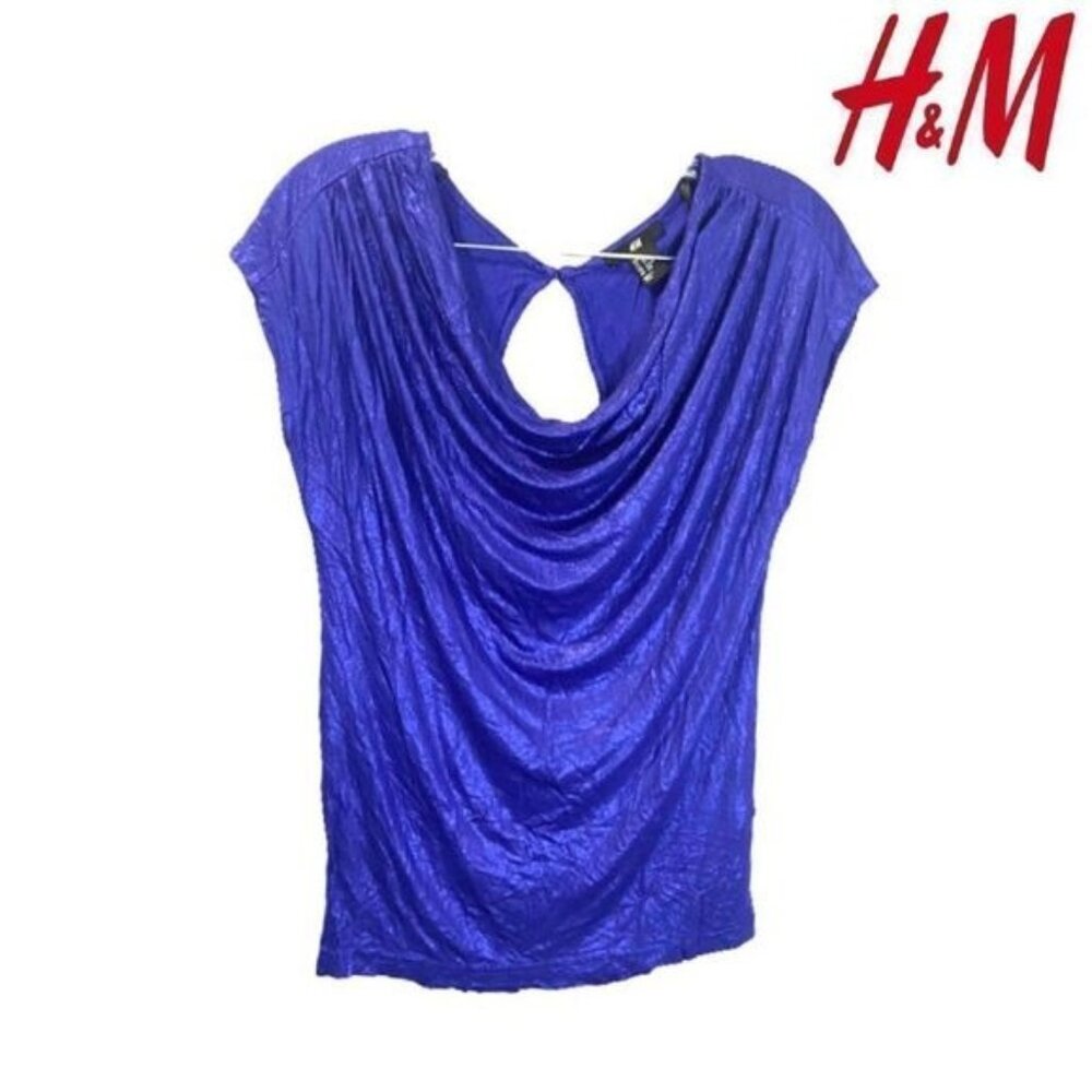 H&M Women's Drape Neck Keyhole‎ Back Blouse Top